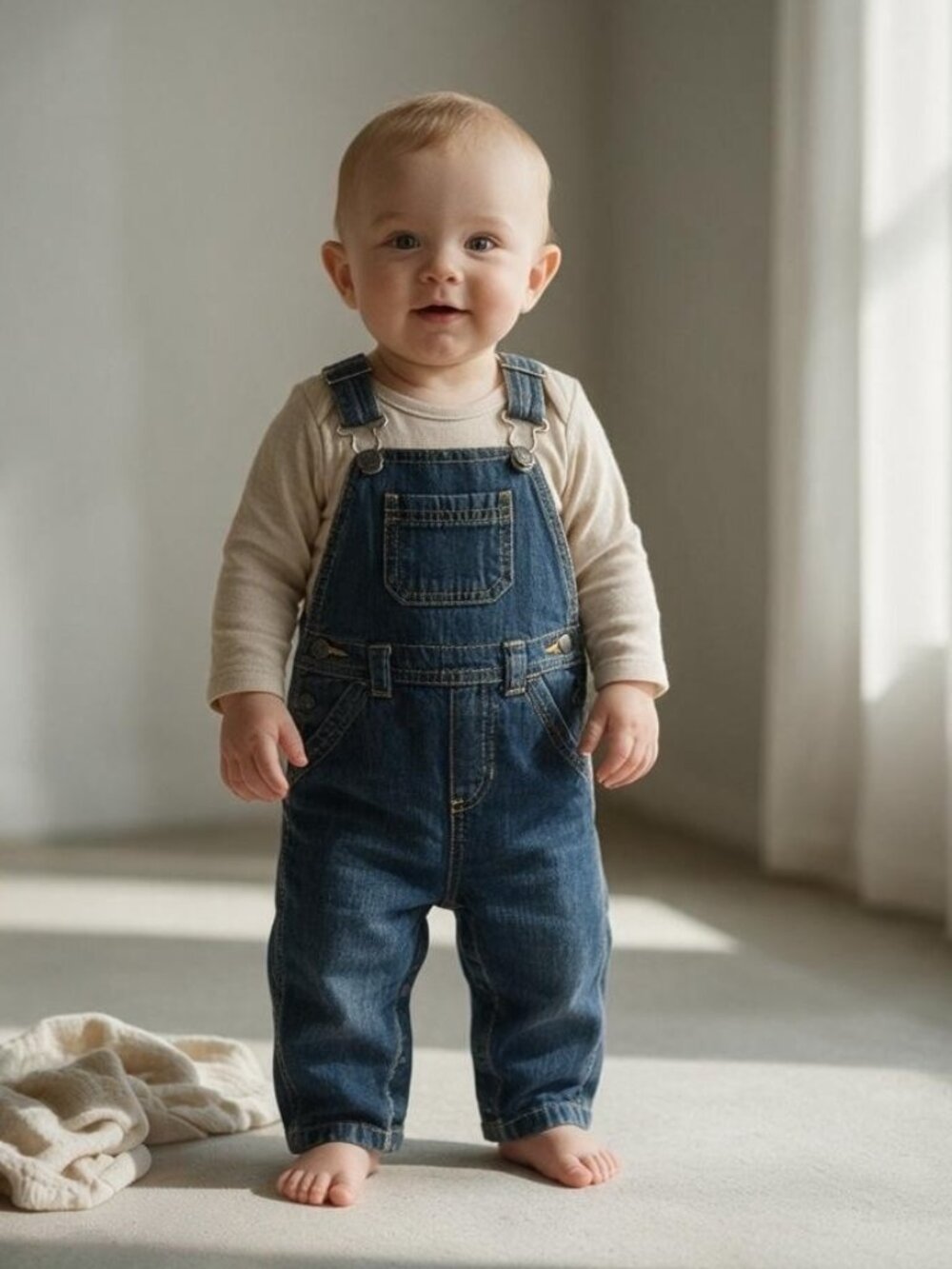 Old Navy Denim Jeans Overalls size 6-12 Months
